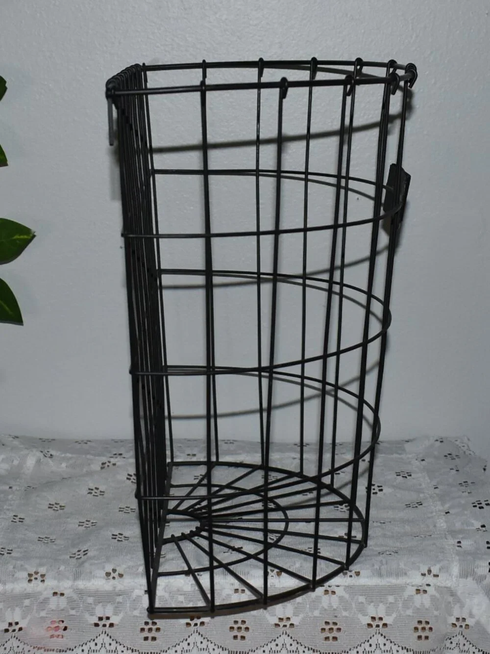 Vintage Black Metal Hanging Potato Basket Rustic Country Farmhouse Kitchen Decor